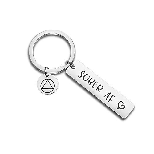 TGBJE Sobriety Gifts Sober AF Keychain AA Gift Addiction Recovery Inspirational Gift Sober AF