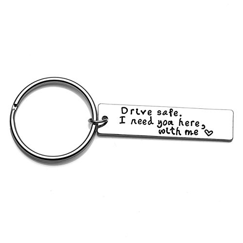 XYBAGS Drive Safe I Need You Here with Me, New Driver Gift for Her Or Him, Trucker Husband Boyfriend Best Friend Keychain Gifts XYBAGS Drive Safe I Need You Here with Me, New Driver Gift for Her Or Him, Trucker Husband Boyfriend Best Friend Keychain Gifts