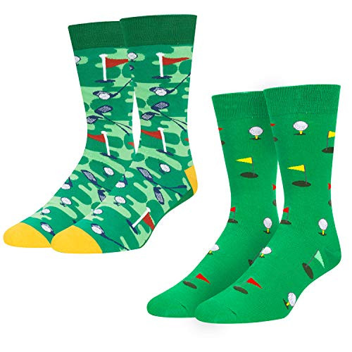 HAPPYPOP Mens Golf Socks Funny Crazy Novelty Sporting Crew Socks in Green Gift2pack HAPPYPOP Mens Golf Socks Funny Crazy Novelty Sporting Crew Socks in Green Gift2pack