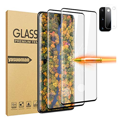2  1 Lens Protector GBBC Tempered Glass Screen Protector for Samsung Galaxy S20 5G 3D Full Coverage Support Fingerprint Sensor HD Clear Screen Protector for Galaxy S20 S20 5G 6_2 inch