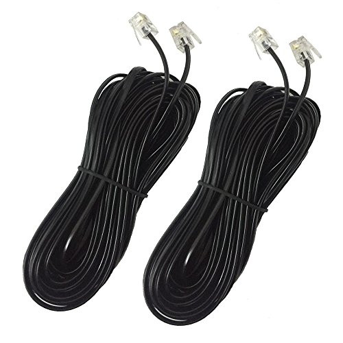 Phone Cord,YUSHVN 2 Pack 6P4C 10M 33ft Black Telephone Line Extension Cord Cable Wire Male to Male RJ11 Modular Plug for Landline Telephone Accessory Fax Machine