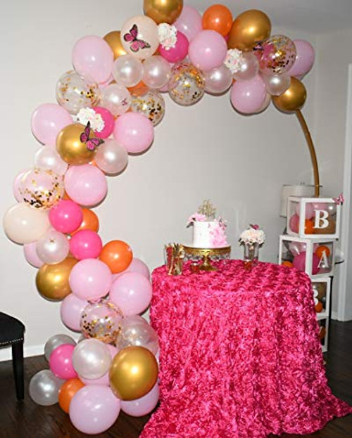 Pink Balloon Arch Kit Balloon Garland - 86 Pieces Rose Gold Confetti Pink Orange and Gold Balloons for Baby Shower Party Birthday Wedding Graduation Background Decorations
