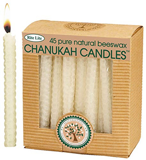 Rite Lite Judaica Hand Rolled Honeycomb Beeswax Chanukah Candles Home   Kitchen 45 CT Hanukkah Menorah Candles Natural