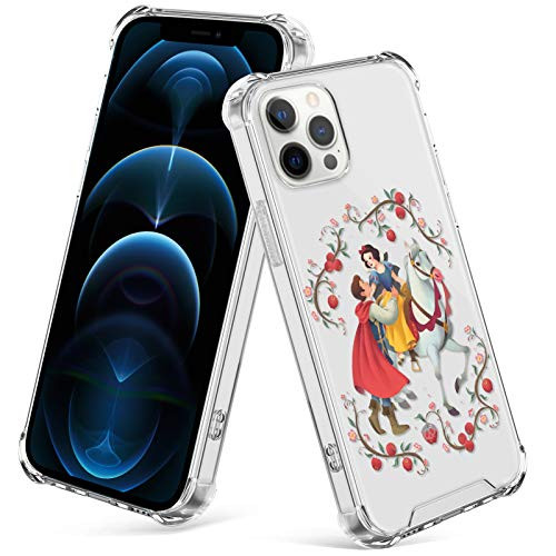 DISNEY COLLECTION iPhone 12 Pro Case iPhone 12 Case 2020 Snow White and The Prince Crystal Clear Slim Soft TPU Bumper Anti-Fall Transparent Four Corners Shockproof Protection Back Cover 6_1 Inch