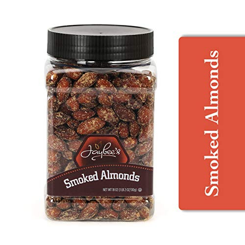 Jaybees Nuts Freshly Smoked Almonds - 18 oz Everyday Snack - Reusable Container - Certified Kosher Perfect Almond Snack