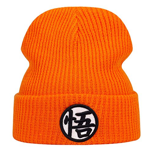 KESROMAN Orange Winter Beanie Knit Hats for Men and Women Goku Hat Warm Cuffed Plain Stretchy Soft Daily Skiing Cap