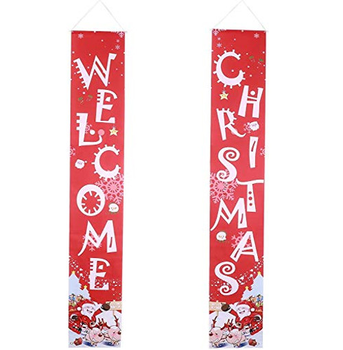 BUNJIOUS Merry Christmas Banners Front Door Welcome Christmas Porch Banners Red Porch Sign Hanging Xmas Decorations for Home Wall Indoor Outdoor Holiday Party Decor BUNJIOUS Merry Christmas Banners Front Door Welcome Christmas Porch Banners Red Porch Sign Hanging Xmas Decorations for Home Wall Indoor Outdoor Holiday Party Decor