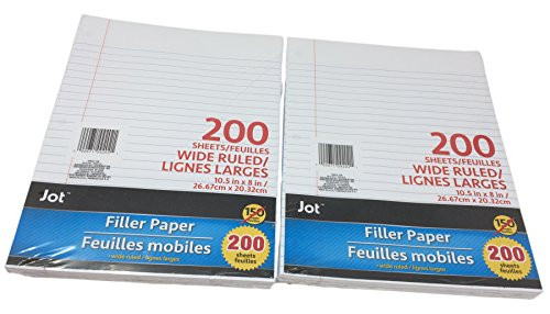 Jot Loose-Leaf Ruled Filler Notebook Paper 400 Sheets Wide Ruled