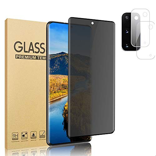 1  2 Lens Protector Galaxy S20 FE Privacy Screen Protector 3D BendingNo Bubbles9H Hardness Tempered Glass Screen Protector for Samsung Galaxy S20 FE 5G 6_5-inch