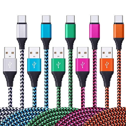 Type C Charging Cable Compatible for Samsung Galaxy Note 10 S10 S10E S9 S8 Plus Note 98 5Pack 6FT USB C Fast Charger Nylon Braided Type C Cord for LG Stylo 4 V40 V50 G6 G7 G8 Thinq Moto X4 G6 G7