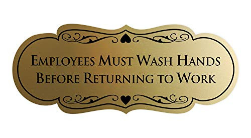 Signs ByLITA Designer Employees Must Wash Hands Before Returning to Work SignBrushed Gold - Large