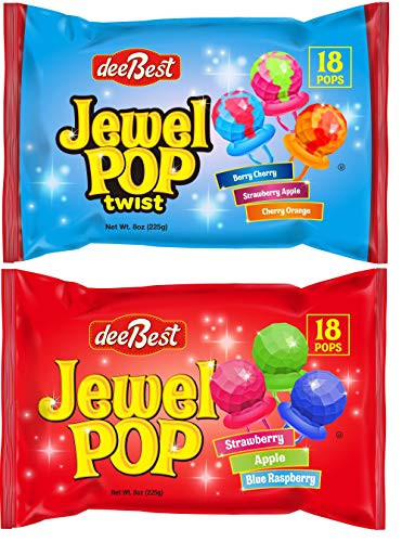 Jewel Pop Ring Shaped Hard Candy Party Mix  36 Count 18 Individuals Per Bag  Assorted  Twist