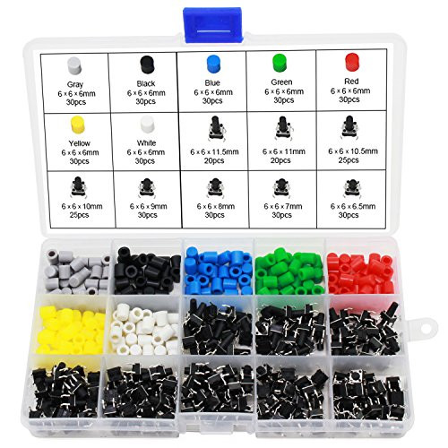 OCR Tactile Push Button Switch 8 Values 6x6mm Micro Momentary Tact Button Switches with Colorful Button Caps