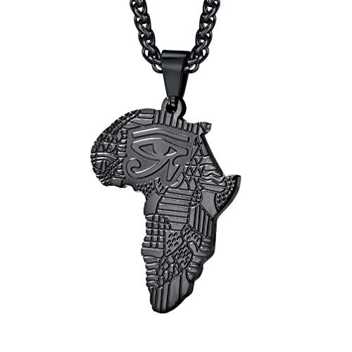 PROSTEEL African Necklace The Eye of Horus Mens Rapper Cool Chain Vintage Black Stainless Steel Necklace Men Jewelry