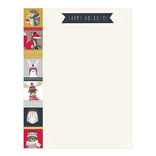 Great Papers Woodland Animals Holiday Letterhead  80 Sheets 8_5 x 11 Adorable Winter Friends Paper