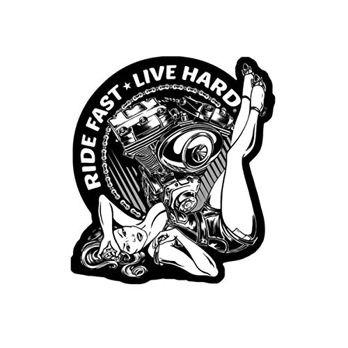 Hot Leathers, MOTOR PIN UP, EMBROIDERED Iron-On / Saw-On Rayon PATCH - 4.5" x 4"