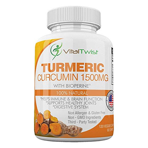 VitalTwist Turmeric Curcumin with BioPerine Dietary Supplement Pills 2250 mg Max_ Serving Per Day 750 mg Per Capsule Anti-Inflammatory Pain Relief Joint Relief Non-GMO Gluten-Free 120 Capsules VitalTwist Turmeric Curcumin with BioPerine Dietary Supplement Pills 2250 mg Max_ Serving Per Day 750 mg Per Capsule Anti-Inflammatory Pain Relief Joint Relief Non-GMO Gluten-Free 120 Capsules
