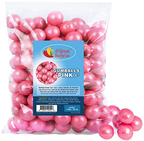 Pink Gumballs for Candy Buffet  Apx_ 120 Gumballs - 2 Pounds - Shimmer Gumballs 1 Inch  Pink Candy - Bulk Candy