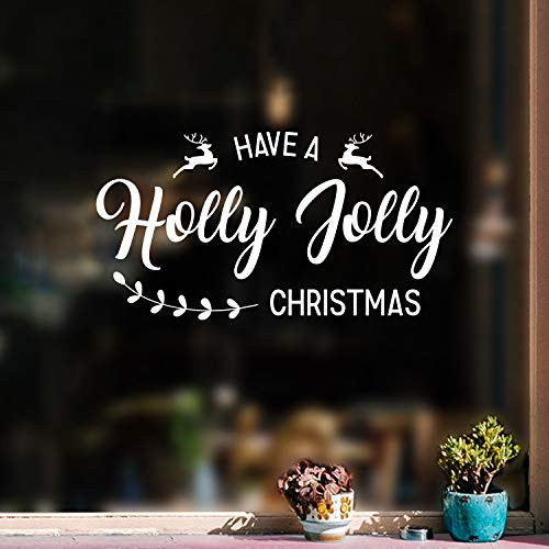 Vinyl Wall Art Decal - Have A Holly Jolly Christmas - 12 x 23 - Christmas Holiday Seasonal Decoration Sticker - Indoor Outdoor Home Office Wall Door Window Bedroom Workplace Decor Decals White Vinyl Wall Art Decal - Have A Holly Jolly Christmas - 12 x 23 - Christmas Holiday Seasonal Decoration Sticker - Indoor Outdoor Home Office Wall Door Window Bedroom Workplace Decor Decals White