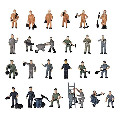 27PCS 187 Train People Figures Gdaya HO Scale People Hand Painted Railroad Worker Model Train Figures with Ladder and Bucket Railway Scenery Layout
