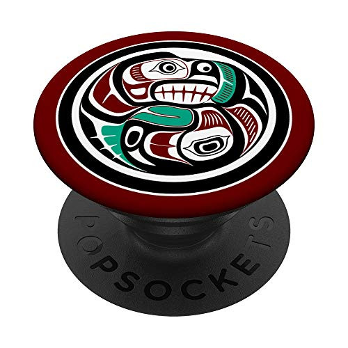 Northwest Pacific coast Haida BC Otter chasing Salmon PopSockets PopGrip Swappable Grip for Phones   Tablets