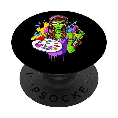 Space Alien Hippie Painter Art Student Painting Women Girls PopSockets PopGrip Swappable Grip for Phones   Tablets