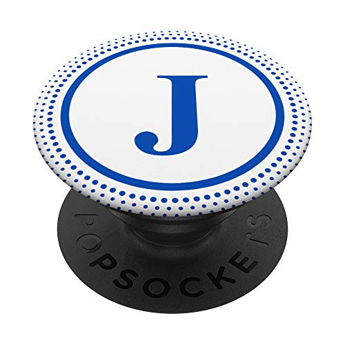 Initial Letter J Sapphire Blue Color Monogram PopSockets Grip and Stand for Phones and Tablets