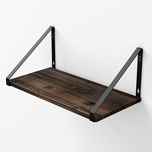 BAMEOS Floating Shelves Rustic Wood Wall Shelf Wall Mounted Shelves for Living Room Office and Bedroom with Metal Bracket