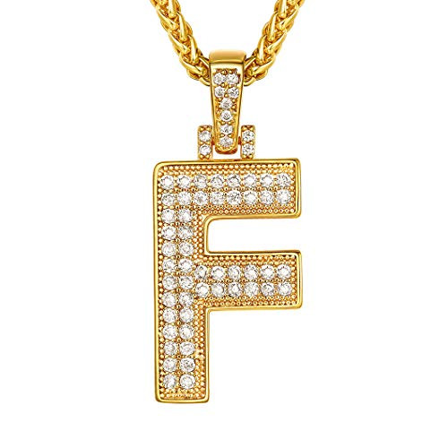 Richsteel Letter F Pendant Necklace 18K 