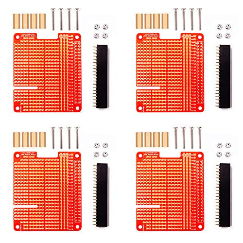 Treedix Breakout DIY Breadboard PCB Shield Board Kit for Raspberry Pi 4 3 2 B A Pack of 4