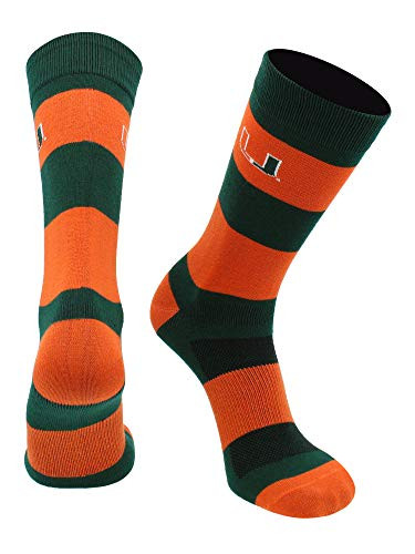 TCK Miami Hurricanes Game Day Striped Socks GreenOrange Large