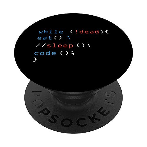 While Not Dead Eat Sleep Code Tech Hack Science Programming PopSockets PopGrip Swappable Grip for Phones   Tablets