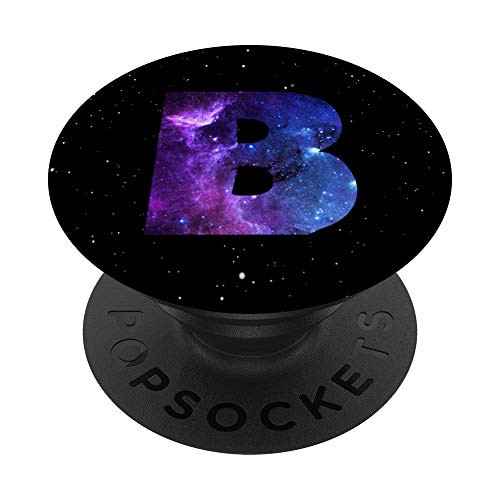 Letter B Initial Space and Stars Design PopSockets PopGrip Swappable Grip for Phones   Tablets