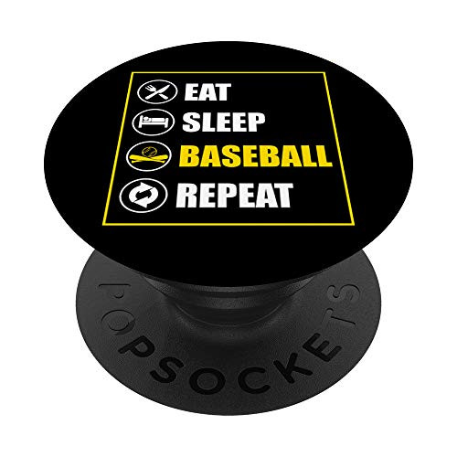 Eat Sleep Baseball Repeat Player Gift Funny Baseball PopSockets Grip and Stand for Phones and Tablets