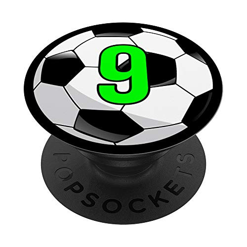 Soccer Player 9 Football Player Jersey No 9 Number Nine PopSockets Grip and Stand for Phones and Tablets