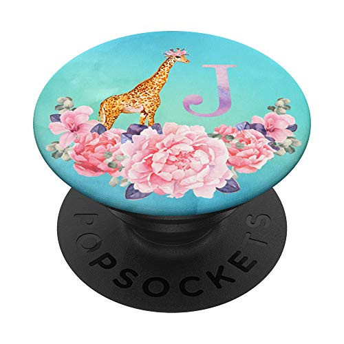 Giraffe Monogram J Initial Letter Floral Watercolor PopSockets PopGrip Swappable Grip for Phones Tablets Giraffe Monogram J Initial Letter Floral Watercolor PopSockets PopGrip Swappable Grip for Phones Tablets