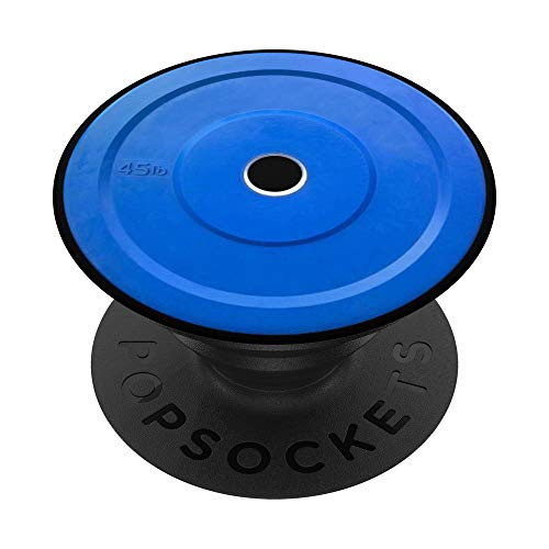 Weightlifting Blue Rubber Barbell Weight Plate PopSockets Grip and Stand for Phones and Tablets Weightlifting Blue Rubber Barbell Weight Plate PopSockets Grip and Stand for Phones and Tablets