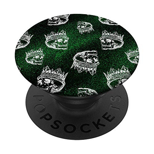 Halloween Design King Skeleton Skull Bone Head Green Phone PopSockets Grip and Stand for Phones and Tablets