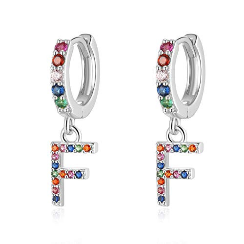 Presentski Initial Earring Huggie Hoop Earrings Alphabet Letter F Initial Dangle Earrings 925 Sterling Silver Hypoallergenic Earrings for Girls Women Presentski Initial Earring Huggie Hoop Earrings Alphabet Letter F Initial Dangle Earrings 925 Sterling Silver Hypoallergenic Earrings for Girls Women