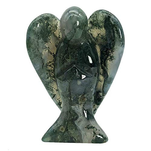 Fekuar Natural Moss Agate Guardian Angel Statue Hand-Carved Healing Crystal Pocket Figurines Decoration 2 Inches Fekuar Natural Moss Agate Guardian Angel Statue Hand-Carved Healing Crystal Pocket Figurines Decoration 2 Inches