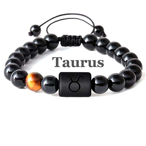 T_F_L Zodiac Signs Bracelet for Men Women 8mm Natural Black Onyx Stone Constellation Horoscope Braided Beaded Bracelets T_F_L Zodiac Signs Bracelet for Men Women 8mm Natural Black Onyx Stone Constellation Horoscope Braided Beaded Bracelets