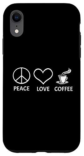 iPhone XR peace love coffee signs hot drinks lovers mug cup graphic Case