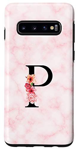 Galaxy S10 Letter P Floral Monogram Flower Initial Personalized Gift Case