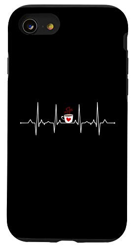 iPhone SE 2020  7  8 coffee cup heartbeats hot drinks lovers white cute graphic Case