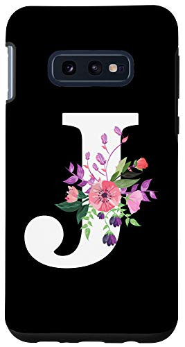 Galaxy S10e pretty roses floral monogram white letter J cute pink flower Case