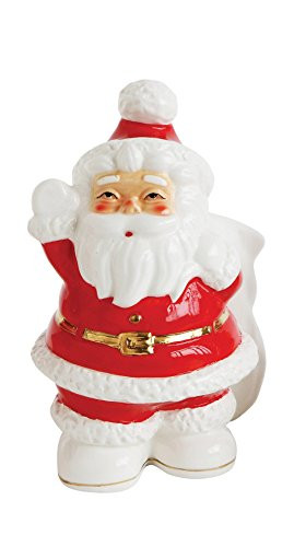 Creative Co-Op 6"H Ceramic Vintage Reproduction of Santa Container, Multicolor