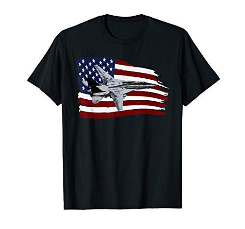 F-14 Tomcat Plane Distressed US Flag t shirt Pilot T-Shirt