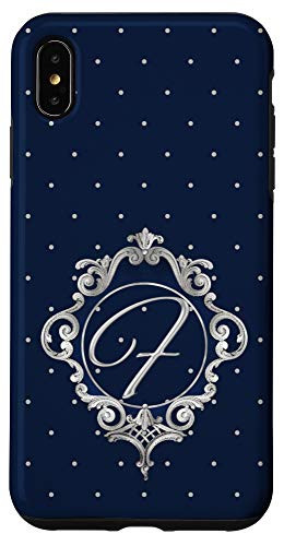 iPhone XS Max Blue ornamental initial letter F monogram elegant Case