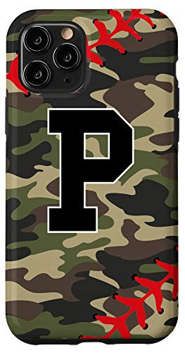 iPhone 11 Pro Baseball Softball Letter P Initial Gift Ball Player Camo Case