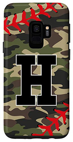 Galaxy S9 Baseball Softball Letter H Initial Gift Ball Player Camo Case